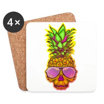 Totenkopf-Ananas 1 - Untersetzer (4er-Set) - Weiß - Vorne