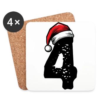 4 Numéro de Noël - Dessous de verre (lot de 4) - blanc - Devant