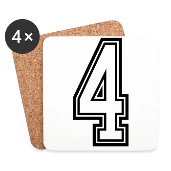 4 Zahl symbol - Untersetzer (4er-Set) - Weiß - Vorne