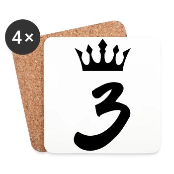 3 Zahl Krone - Untersetzer (4er-Set) - Weiß - Vorne