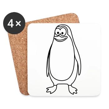 Pinguin Comic Tier - Untersetzer (4er-Set) - Weiß - Vorne
