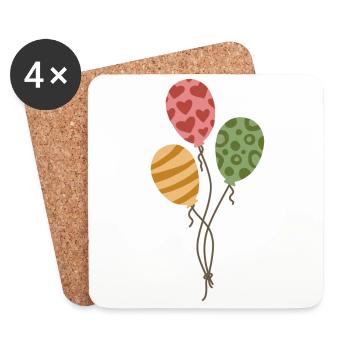 Ballons Ballons Cadeau d’anniversaire Pastel - Dessous de verre (lot de 4) - blanc - Devant