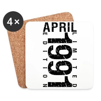 Birthday April 1991 April born in April 1991 - Coasters (set of 4) - white - Front