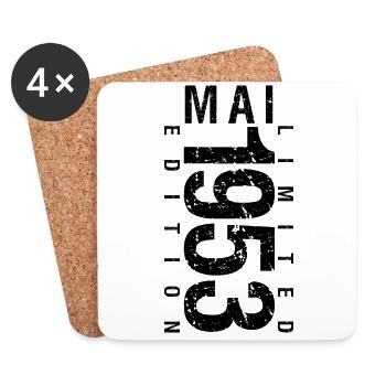 Anniversaire Mai 1953 Mai né en May 1953 - Dessous de verre (lot de 4) - blanc - Devant
