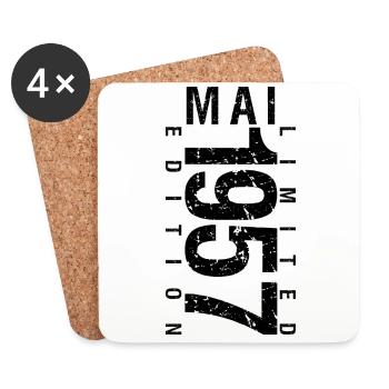 Anniversaire Mai 1957 Mai né en May 1957 - Dessous de verre (lot de 4) - blanc - Devant