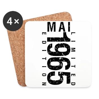 Anniversaire Mai 1965 Mai né en May 1965 - Dessous de verre (lot de 4) - blanc - Devant