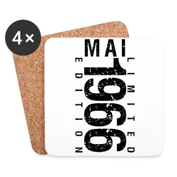Anniversaire Mai 1966 Mai né en May 1966 - Dessous de verre (lot de 4) - blanc - Devant