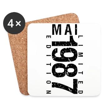 Anniversaire Mai 1987 Mai né en May 1987 - Dessous de verre (lot de 4) - blanc - Devant