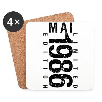 Anniversaire Mai 1986 Mai né en May 1986 - Dessous de verre (lot de 4) - blanc - Devant