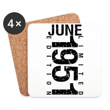 Birthday June 1951 June born in June 1951 - Coasters (set of 4) - white - Front