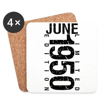 Birthday June 1950 June born in June 1950 - Coasters (set of 4) - white - Front