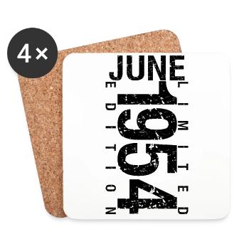 Birthday June 1954 June born in June 1954 - Coasters (set of 4) - white - Front