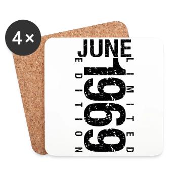 Birthday June 1969 June born in June 1969 - Coasters (set of 4) - white - Front