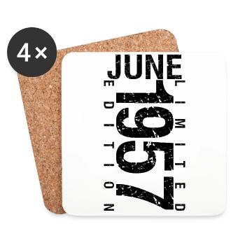Birthday June 1957 June born in June 1957 - Coasters (set of 4) - white - Front