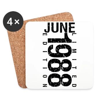 Birthday June 1988 June born in June 1988 - Coasters (set of 4) - white - Front