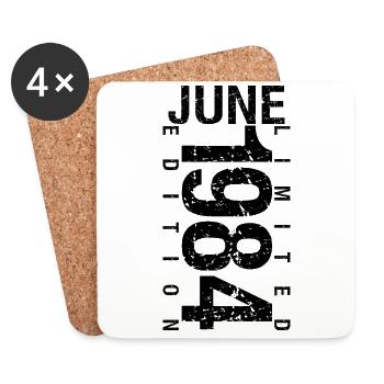 Birthday June 1984 June born in June 1984 - Coasters (set of 4) - white - Front