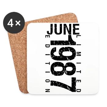 Birthday June 1987 June born in June 1987 - Coasters (set of 4) - white - Front