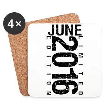 Birthday June 2016 June born in June 2016 - Coasters (set of 4) - white - Front
