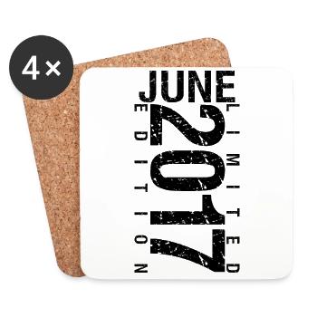 Birthday June 2017 June born in June 2017 - Coasters (set of 4) - white - Front