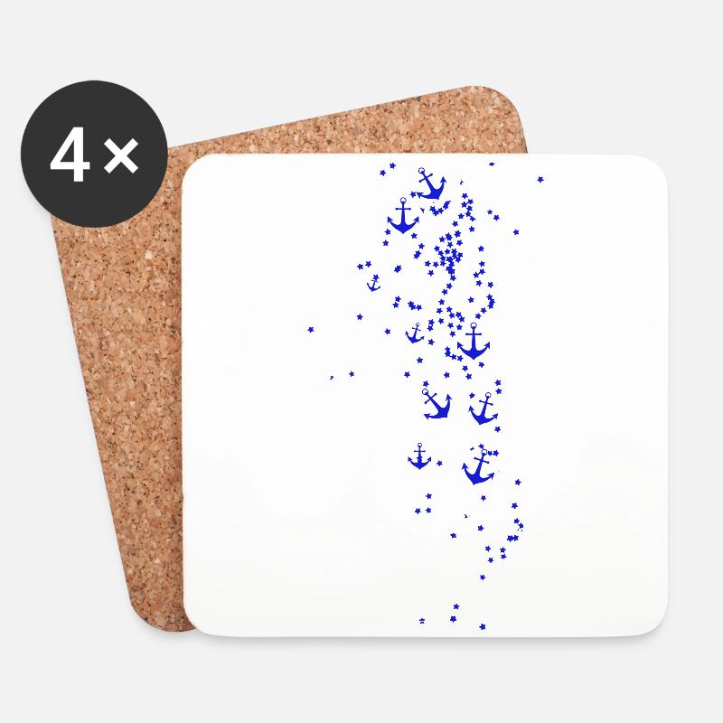 anker,sterne,anker,blau,illustration - Untersetzer (4er-Set) - Weiß