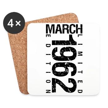 Birthday March 1962 March born in March - Coasters (set of 4) - white - Front