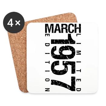 Birthday March 1957 March born in March - Coasters (set of 4) - white - Front