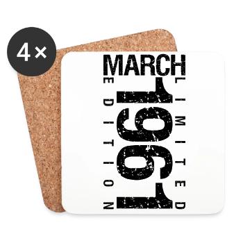 Birthday March 1961 March born in March - Coasters (set of 4) - white - Front