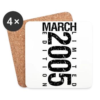 Birthday March 2005 March born in March - Coasters (set of 4) - white - Front