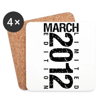 Birthday March 2012 March born in March - Coasters (set of 4) - white - Front