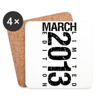 Birthday March 2013 March born in March - Coasters (set of 4) - white - Front