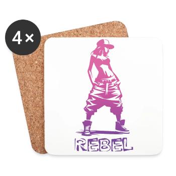 Weibliches Rebel Design (Pink) - Untersetzer (4er-Set) - Weiß - Vorne