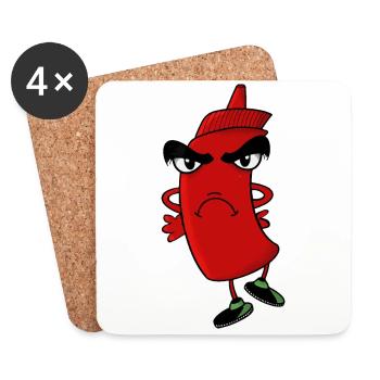 M. Ketchup en colère - Dessous de verre (lot de 4) - blanc - Devant
