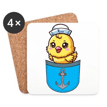 Sailor Maritime Chick Seafaring Sailor Child - Coasters (set of 4) - white - Front