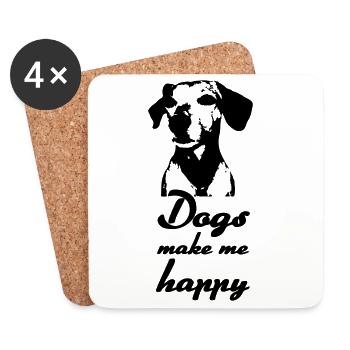 Les chiens me rendent heureux - Chiens, dictons, cadeaux - Dessous de verre (lot de 4) - blanc - Devant