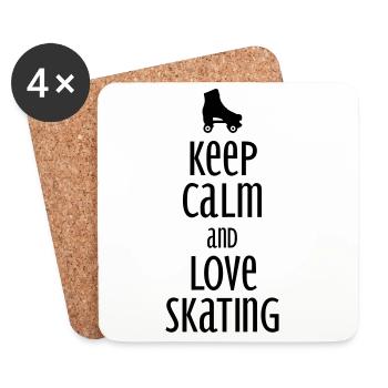 Reste calme et aime patiner - Dessous de verre (lot de 4) - blanc - Devant