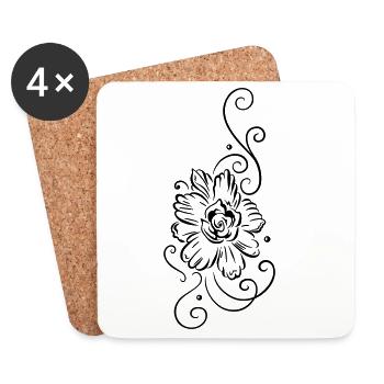 Große Blüte mit Tribal Ornament, feminin - Untersetzer (4er-Set) - Weiß - Vorne