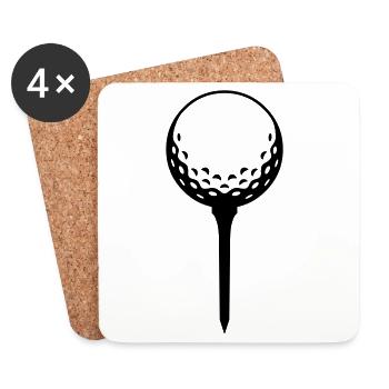 Golfball auf Tee – einfärbbar - Untersetzer (4er-Set) - Weiß - Vorne