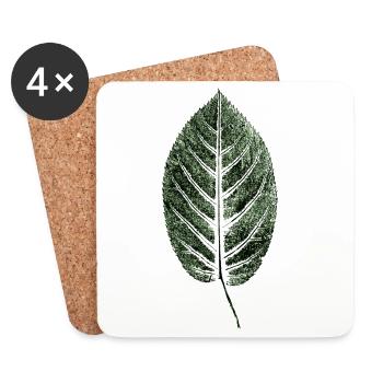 Beech Sheet / Leaf / GREEN - Coasters (set of 4) - white - Front