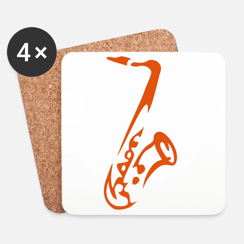 Saxy - Expressive Saxophon Silhouette Design - Untersetzer (4er-Set) - Weiß