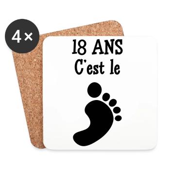 18 ans c'est le pied ! - Dessous de verre (lot de 4) - blanc - Devant