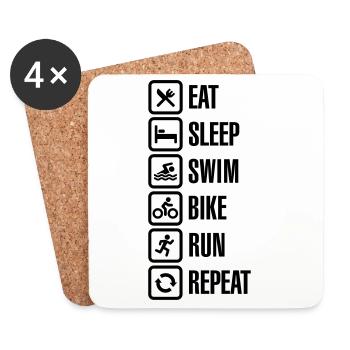 Eat sleep swim bike run repeat - triathlon - Untersetzer (4er-Set) - Weiß - Vorne