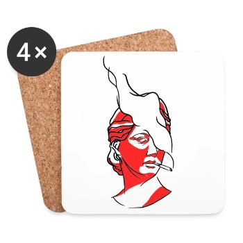 Statue de fumer - Dessous de verre (lot de 4) - blanc - Devant