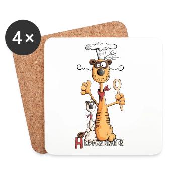 Lustiges Herdmännchen I Erdmännchen Koch Geschenk - Untersetzer (4er-Set) - Weiß - Vorne