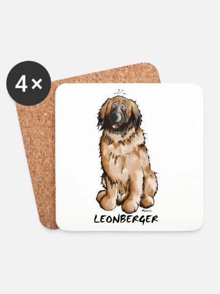 Leon der Leonberger - Untersetzer (4er-Set) - Weiß