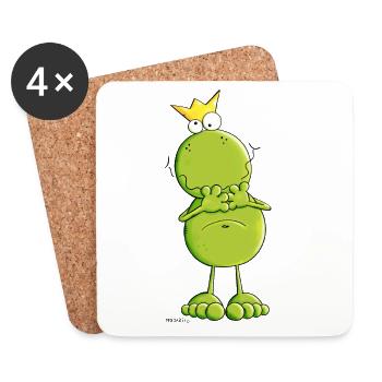 Frog with crown - Coasters (set of 4) - white - Front