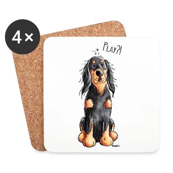 Drôle Gordon Setter dessin animé - Chien - Cadeau - Dessous de verre (lot de 4) - blanc - Devant
