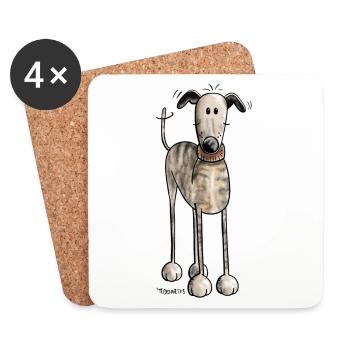 Galgo Espanol - Dog - Spanish Greyhound - Gift - Coasters (set of 4) - white - Front