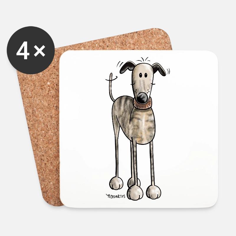 Galgo Espanol - Hund - Greyhound - Windhund - Untersetzer (4er-Set) - Weiß