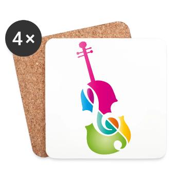 violon coloré stylisé avec clé de violon - Dessous de verre (lot de 4) - blanc - Devant