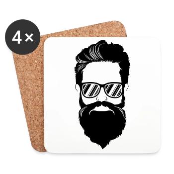 hipster tête bart cool - Dessous de verre (lot de 4) - blanc - Devant